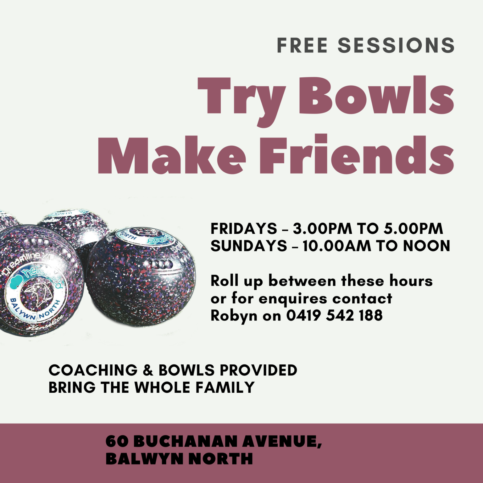 Bowls for Beginners North Balwyn Bowls Club